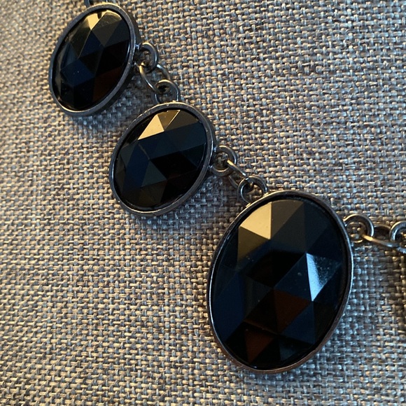 Vtg Black ‘Stone’ Statement Necklace - Picture 3 of 5